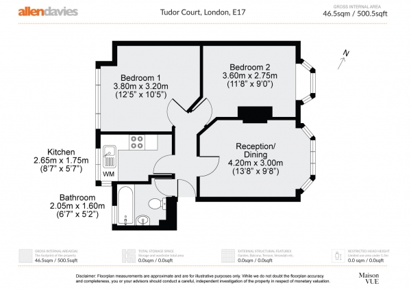 Floor Plan Image for 2 Bedroom Flat for Sale in Tudor Court, Walthamstow, E17