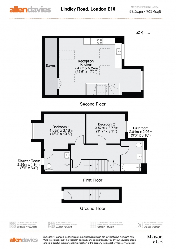 Floor Plan Image for 2 Bedroom Flat for Sale in Lindley Road, Leyton, E10