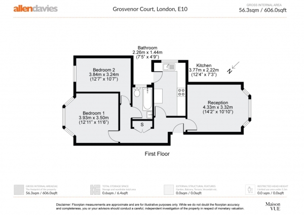 Floor Plan Image for 2 Bedroom Flat for Sale in Brewster Road, Leyton, E10