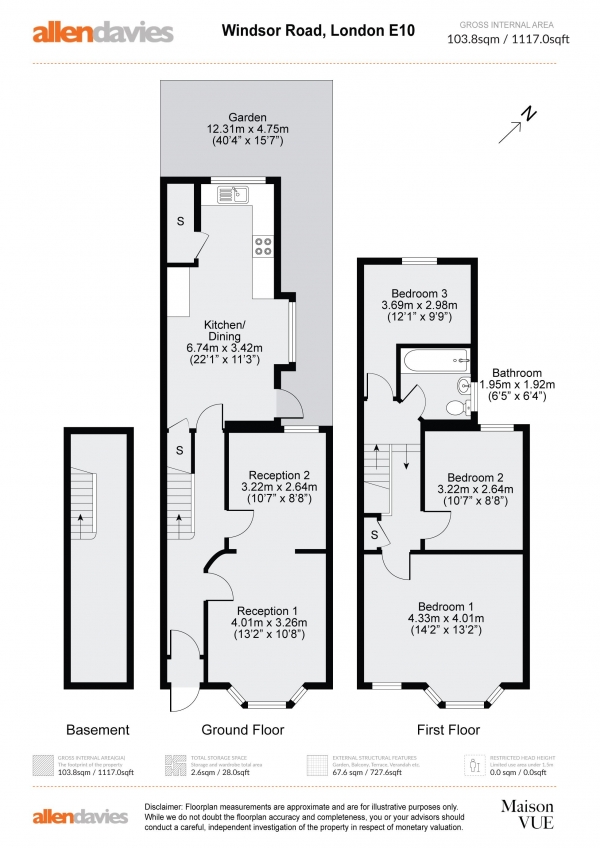 Floor Plan Image for 3 Bedroom Property for Sale in Windsor Road, London, E10