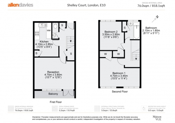 Floor Plan Image for 2 Bedroom Flat for Sale in Shelley Court, Skeltons Lane, Leyton, E10