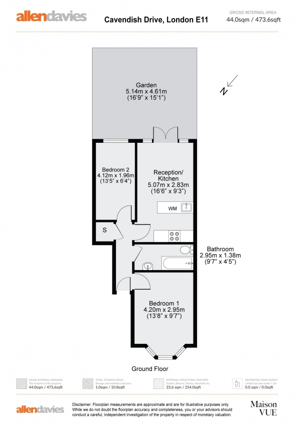 Floor Plan Image for 2 Bedroom Flat for Sale in Cavendish Drive, Leytonstone