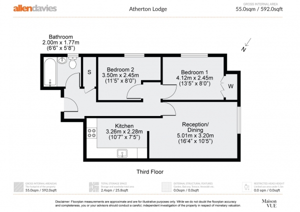 Floor Plan Image for 2 Bedroom Flat for Sale in Romford Road, London, E7