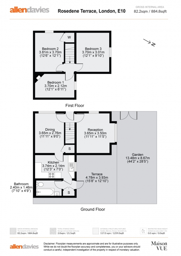 Floor Plan Image for 3 Bedroom Semi-Detached House for Sale in Rosedene Terrace, Leyton, E10