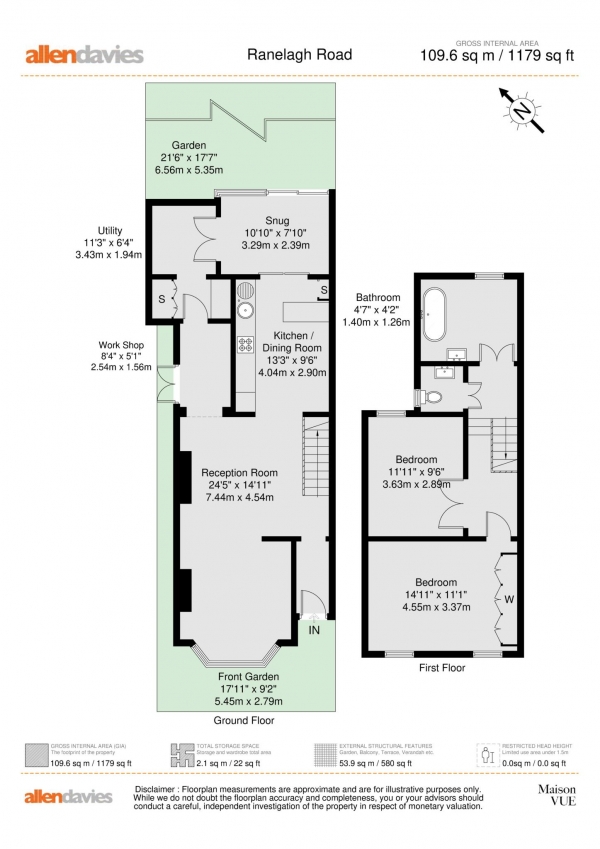 Floor Plan Image for 2 Bedroom Terraced House for Sale in Ranelagh Road E11