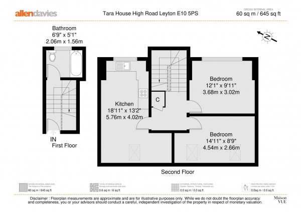 Floor Plan Image for 2 Bedroom Flat for Sale in Tara house,High Road,Leyton E10