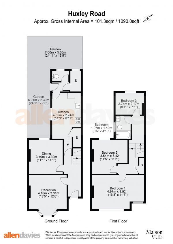 Floor Plan Image for 3 Bedroom Property for Sale in Huxley Road, Leyton, E10