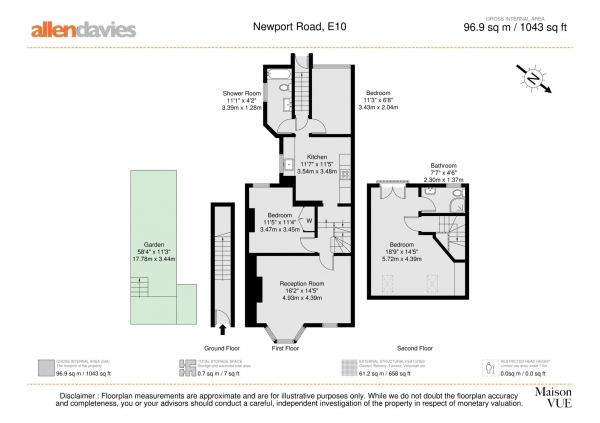 Floor Plan Image for 3 Bedroom Maisonette for Sale in Newport Road, Leyton, E10