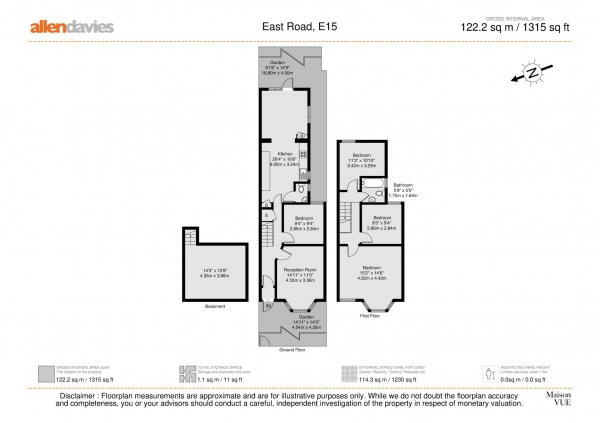 Floor Plan for 3 Bedroom Property for Sale in East Road, Stratford, E15, Stratford, E15, 3QS - Guide Price &pound575,000