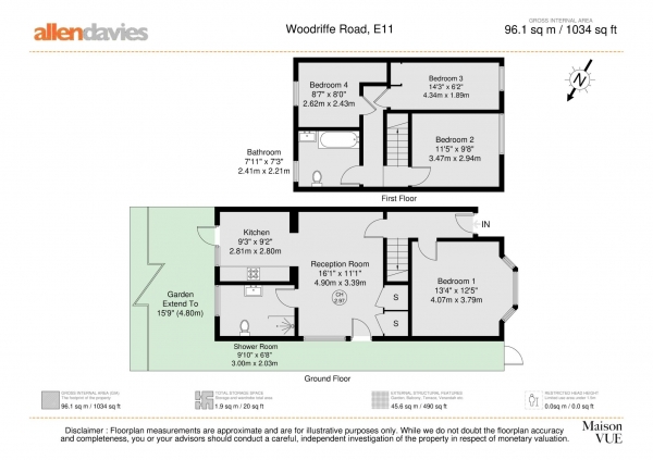 Floor Plan for 3 Bedroom Property for Sale in Woodriffe Road, Leytonstone, E11, Leytonstone, E11, 1AH - Guide Price &pound675,000