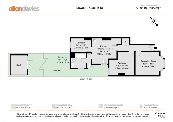 Floor Plan Image for 2 Bedroom Flat for Sale in Newport Road, Leyton, E10