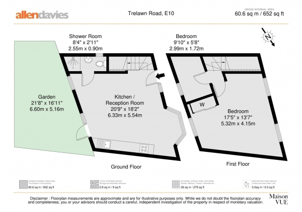 Floor Plan Image for 2 Bedroom Property for Sale in Trelawn Road, Leyton, E10