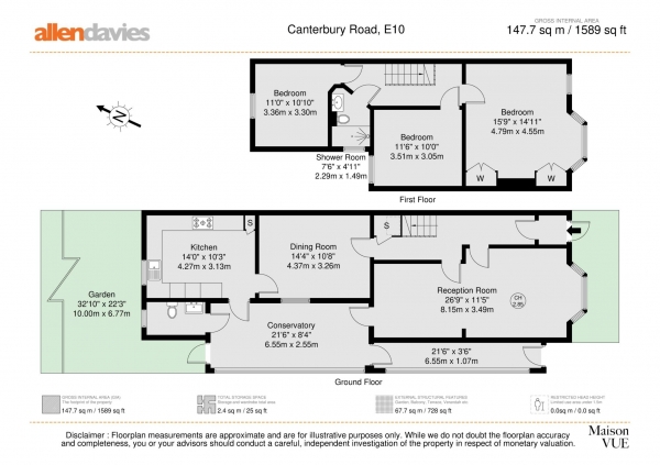 Floor Plan Image for 3 Bedroom Property for Sale in Canterbury Road, Leyton, E10