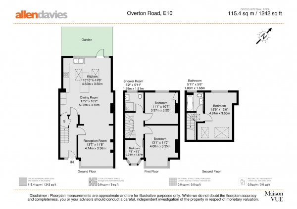 Floor Plan Image for 4 Bedroom Terraced House for Sale in Overton Road, Leyton, E10