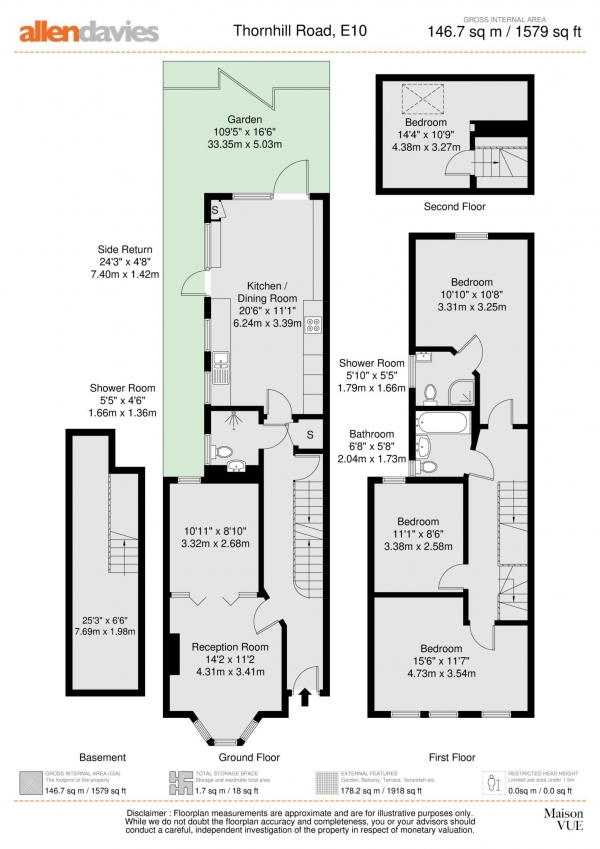 Floor Plan Image for 4 Bedroom Property for Sale in Thornhill Road, Leyton, E10