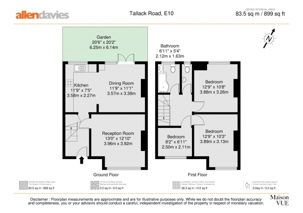 Floor Plan Image for 3 Bedroom Terraced House for Sale in Tallack Road, Leyton, E10