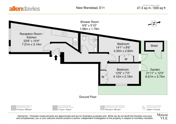 Floor Plan Image for 2 Bedroom Flat for Sale in New Wanstead, Wanstead E11