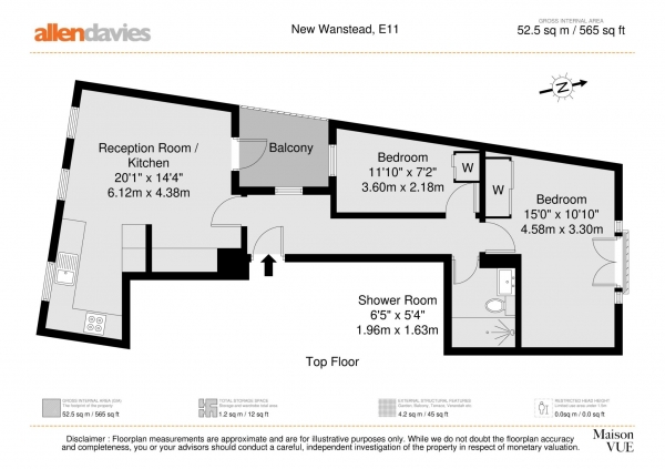 Floor Plan Image for 2 Bedroom Flat for Sale in New Wanstead, Wanstead E11