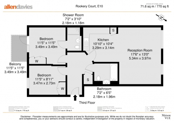 Floor Plan Image for 2 Bedroom Flat for Sale in Ruckholt Road, Leyton, E10