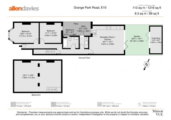 Floor Plan Image for 2 Bedroom Flat for Sale in Grange Park Road, Leyton, E10