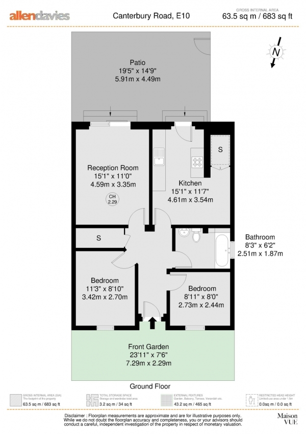 Floor Plan Image for 2 Bedroom Flat for Sale in Canterbury Road, Leyton, E10