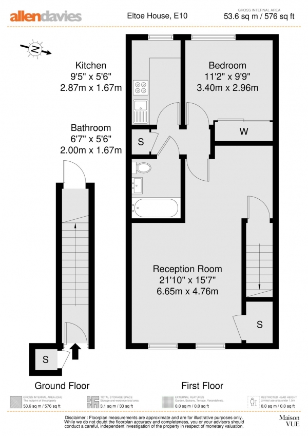 Floor Plan Image for 1 Bedroom Flat for Sale in Etloe House, Leyton