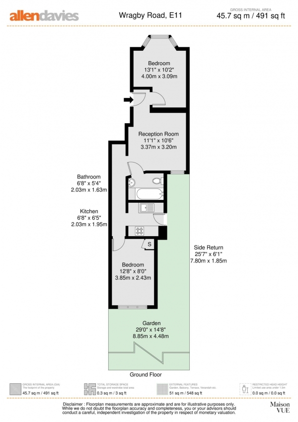 Floor Plan Image for 2 Bedroom Flat for Sale in Wragby Road, London, E11