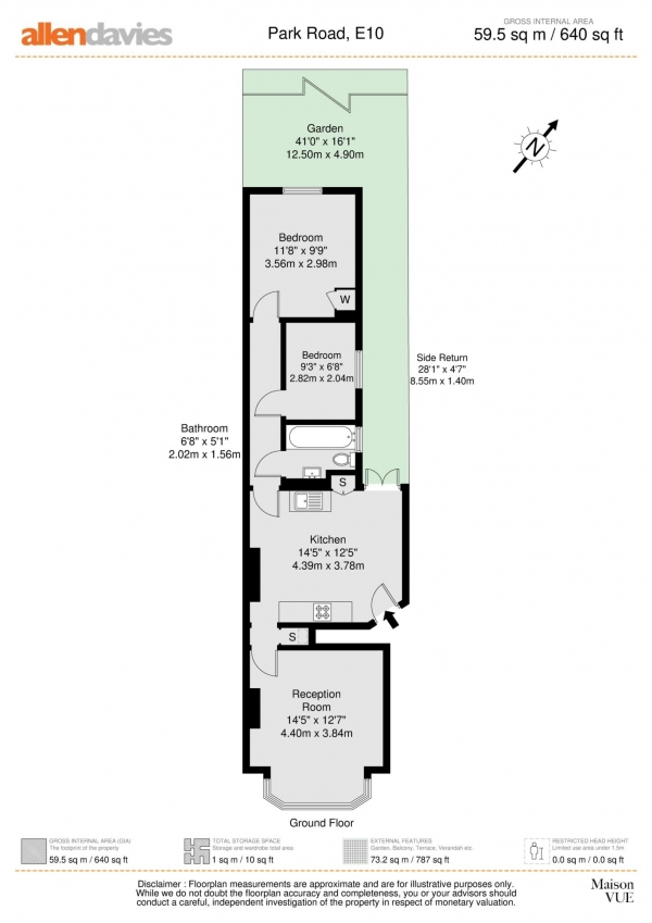 Floor Plan Image for 2 Bedroom Flat for Sale in Park Road, Leyton, E10