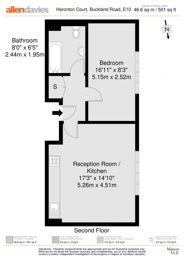 Floor Plan Image for 1 Bedroom Flat for Sale in Buckland Road, London, E10