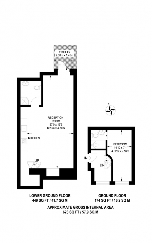 Floor Plan for 1 Bedroom Flat for Sale in Hadyn Park Road, Shepherds Bush, London W12 9AG, Shepherds Bush, W12, 9AG -  &pound499,950