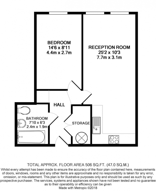 Floor Plan Image for 1 Bedroom Flat for Sale in Tennyson Apartments, Croydon