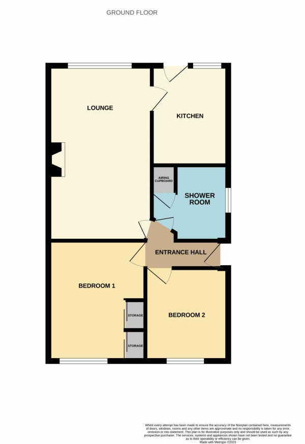 Floor Plan for 2 Bedroom Semi-Detached Bungalow for Sale in Wentworth Meadows, Maldon, CM9, 6EH -  &pound340,000
