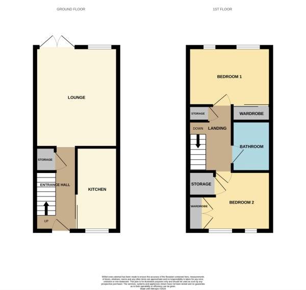 Floor Plan for 2 Bedroom Terraced House for Sale in Courtland Place, Maldon, CM9, 6YE - Offers in Excess of &pound300,000