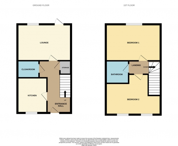 Floor Plan for 2 Bedroom Semi-Detached House for Sale in Lysander Grove, Maldon, CM9, 6HB - Offers in Excess of &pound325,000
