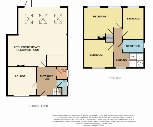 Floor Plan for 3 Bedroom Semi-Detached House for Sale in Mill Road, Maldon, CM9, 5HY -  &pound350,000