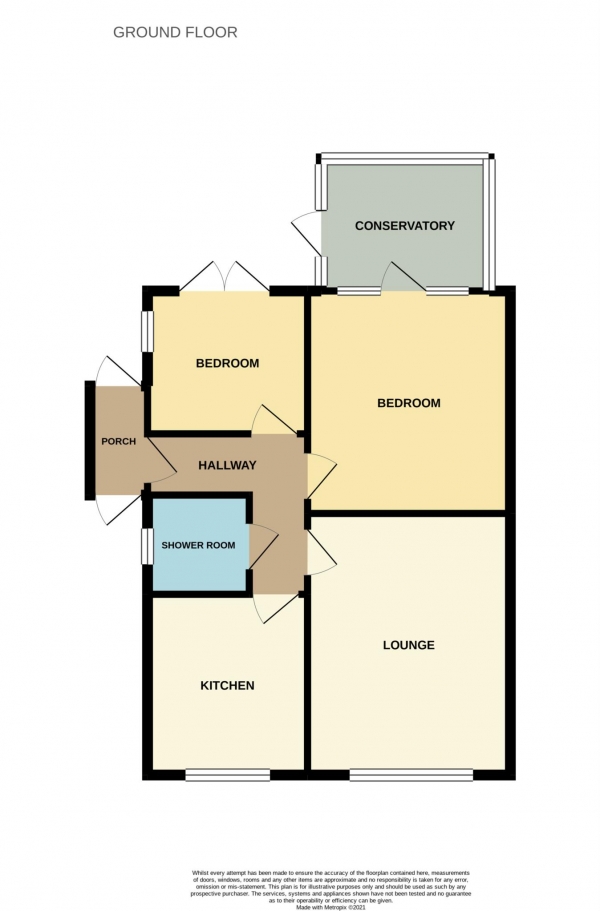 Floor Plan for 2 Bedroom Bungalow for Sale in Longfellow Road, Maldon, CM9, 6BD -  &pound340,000