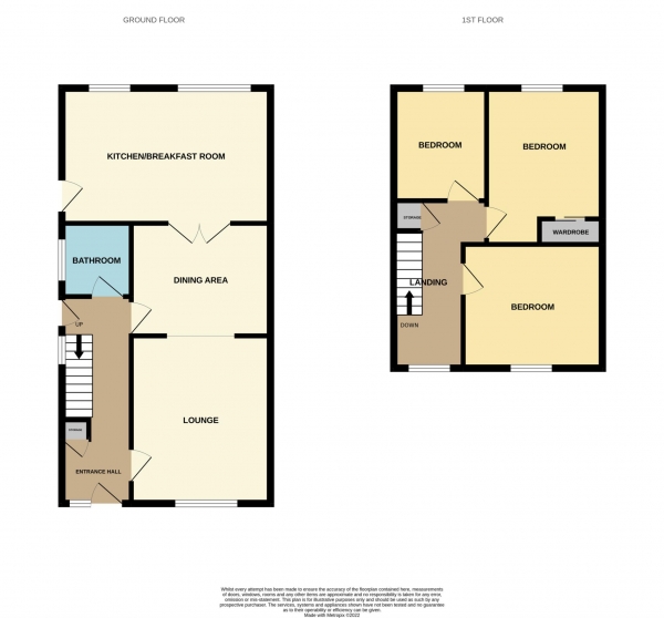Floor Plan for 3 Bedroom Semi-Detached House for Sale in Masefield Road, Maldon, CM9, 6DF -  &pound335,000