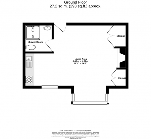 Floor Plan for 1 Bedroom Studio to Rent in St James Road, Sutton, SM1, 2TJ - £213 pw | £925 pcm