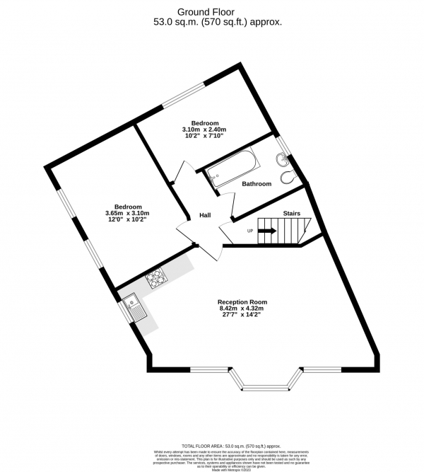 Floor Plan Image for 2 Bedroom Apartment to Rent in Corner House Parade, Epsom