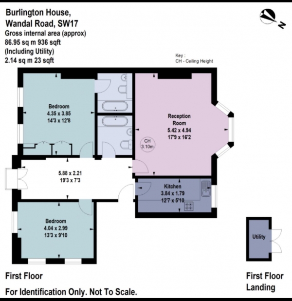 Floor Plan Image for 2 Bedroom Apartment to Rent in Burlington House.Wandle Road, London