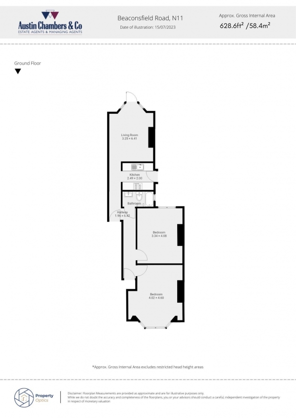 Floor Plan for 2 Bedroom Flat for Sale in Beaconsfield Road, London, N11, 3AA - Offers in Excess of &pound450,000