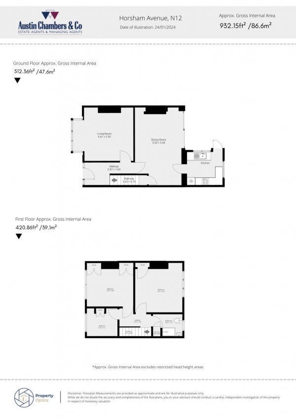 Floor Plan Image for 3 Bedroom Terraced House for Sale in Horsham Avenue, London