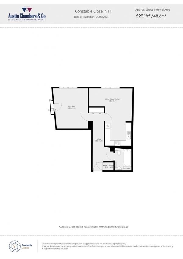 Floor Plan Image for 1 Bedroom Apartment for Sale in Constable Close, London