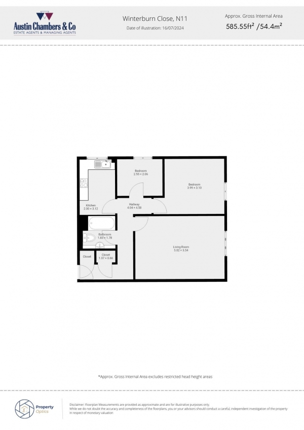 Floor Plan Image for 2 Bedroom Apartment for Sale in Kilnsey Court Winterburn Close, Friern Barnet