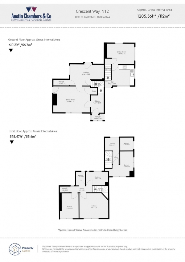 Floor Plan Image for 3 Bedroom End of Terrace House for Sale in Crescent Way, London