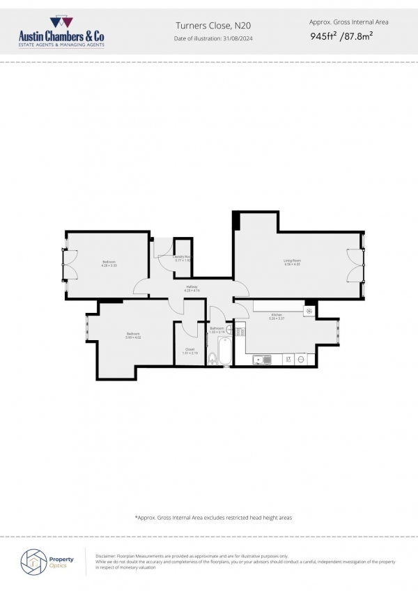 Floor Plan Image for 2 Bedroom Flat for Sale in Turner Close, London