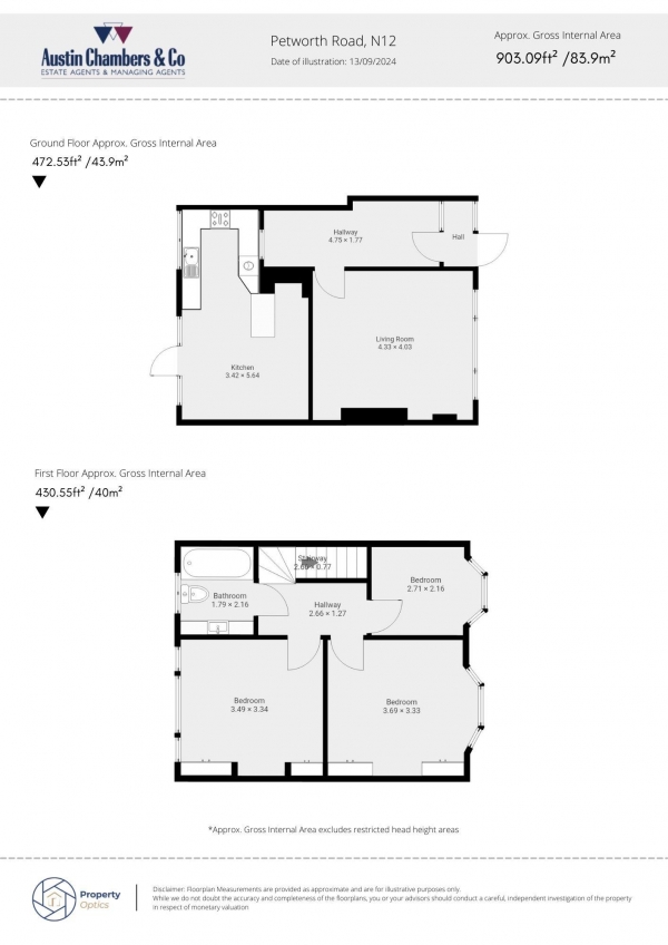 Floor Plan Image for 3 Bedroom Terraced House for Sale in Petworth Road, London