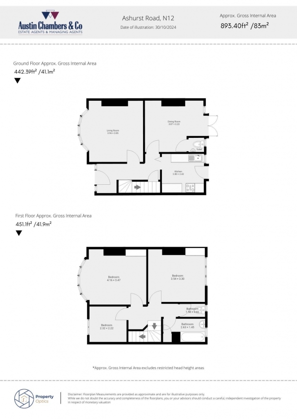 Floor Plan Image for 3 Bedroom Terraced House for Sale in Ashurst Road, London