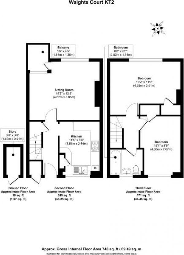 Floor Plan Image for 2 Bedroom Flat for Sale in Acre Road, Kingston Upon Thames, KT2