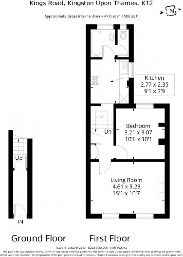 Floor Plan Image for 1 Bedroom Flat to Rent in Kings Road, Kingston Upon Thames, KT2